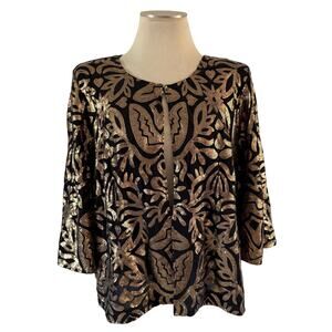 Black Gold Sequin Cardigan Top Plus Size 2X Glam Bling Event